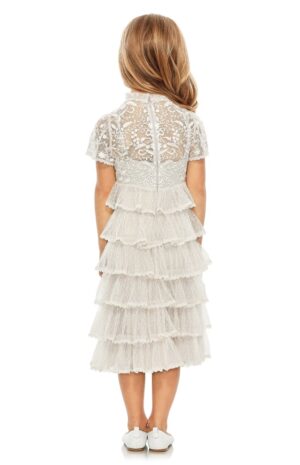 Kids\’ Embroidered Tiered Tulle Dress