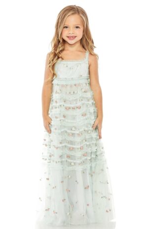 Kids\’ Floral Embroidered Ruffle Party Dress